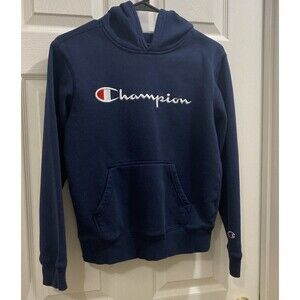 Champions Youth Large Navy Blue Pullover Hoodie with Front Pocket